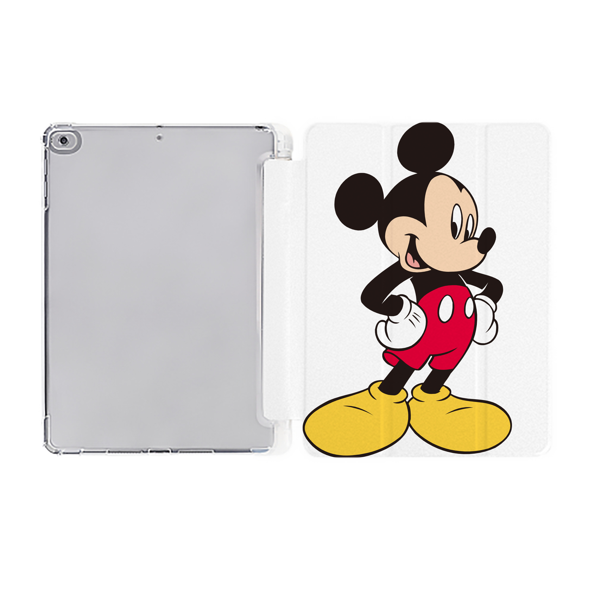 （画像用） ミッキーマウス Mickey Mouse IPad ケース ペン収納付き 三つ折りスタンド PUレザー×シリコン 対応機種9.5/10.5/10.9インチ